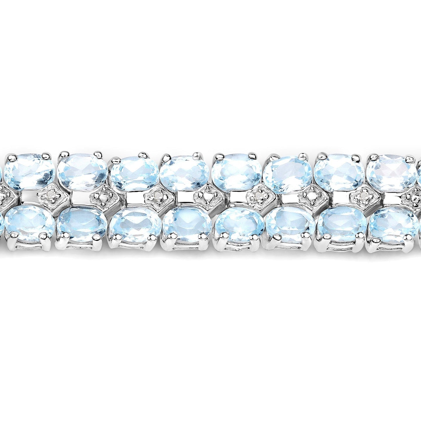 17.22 Carat Genuine Blue Topaz and White Diamond .925 Sterling Silver Bracelet Bids.com