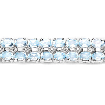 17.22 Carat Genuine Blue Topaz and White Diamond .925 Sterling Silver Bracelet Bids.com