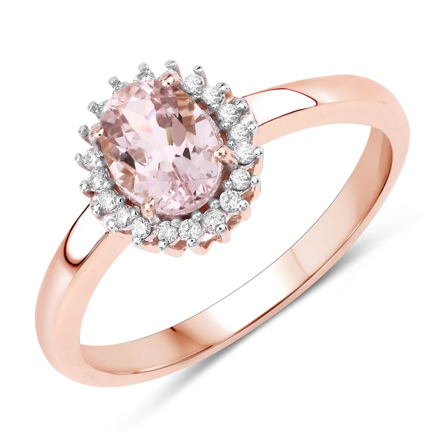 0.81 Carat Genuine Morganite and White Diamond 14K Rose Gold Ring Bids.com
