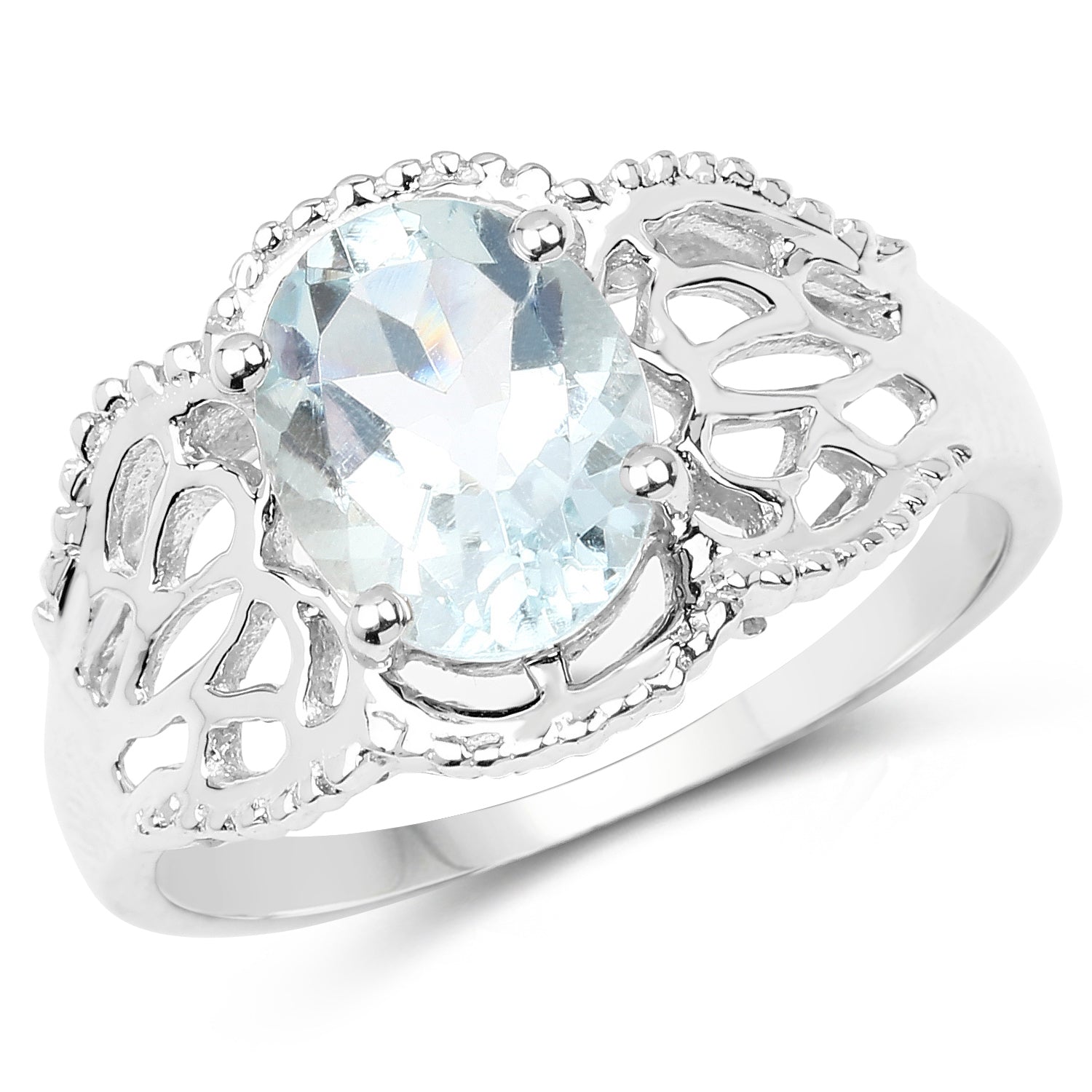1.50 Carat Genuine Aquamarine .925 Sterling Silver Ring Bids.com