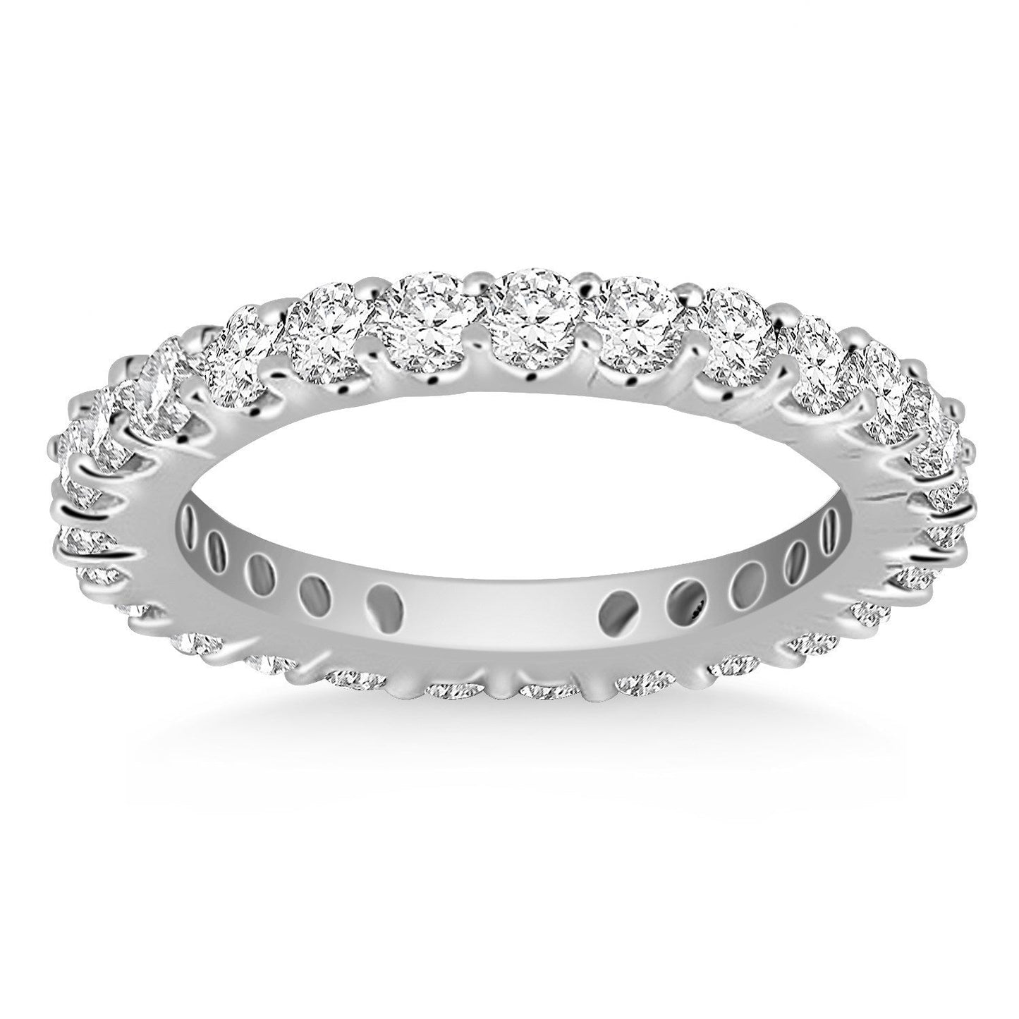14k White Gold Common Prong Round Diamond Eternity Ring Bids.com