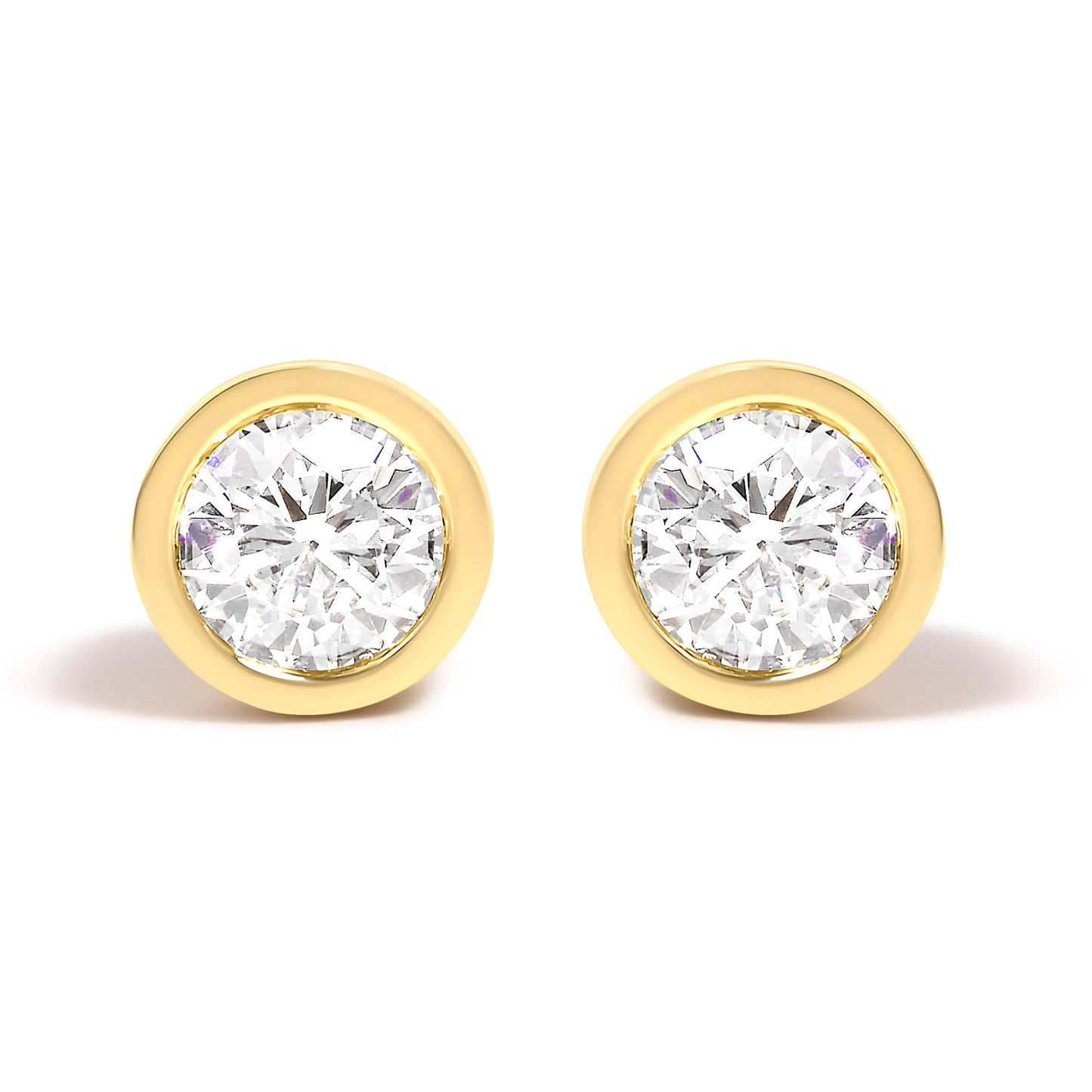14K White Gold 1.0 Cttw Lab Grown Diamond Screw-Back Classic Bezel Solitaire Stud Earrings (G-H Color, VS2-SI1 Clarity) Bids.com