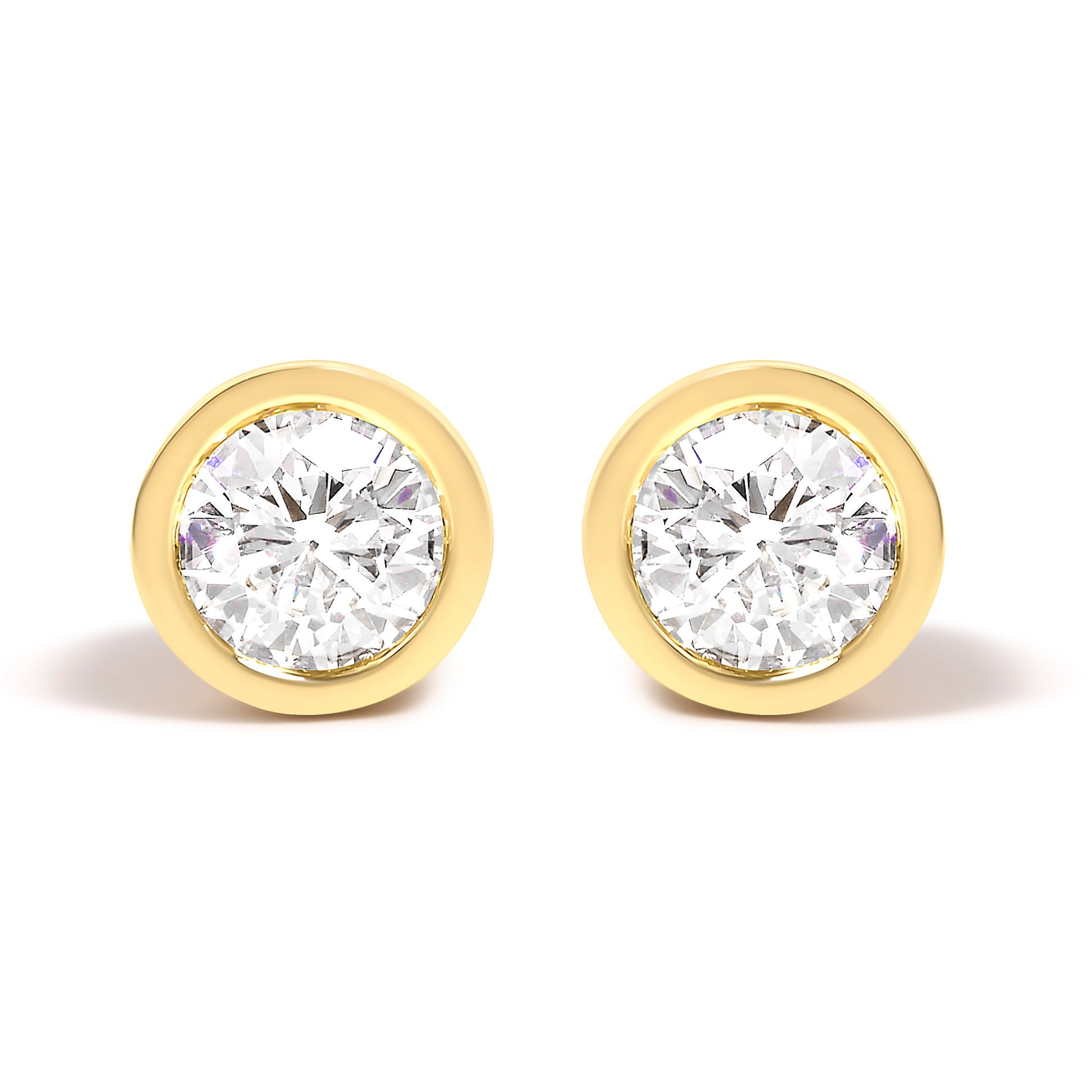 14K White Gold 1.0 Cttw Lab Grown Diamond Screw-Back Classic Bezel Solitaire Stud Earrings (G-H Color, VS2-SI1 Clarity) Bids.com