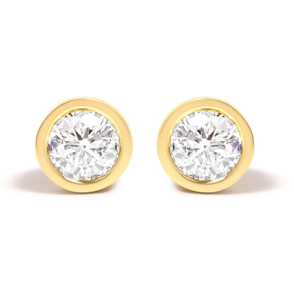 14K White Gold 1.0 Cttw Lab Grown Diamond Screw-Back Classic Bezel Solitaire Stud Earrings (G-H Color, VS2-SI1 Clarity) Bids.com