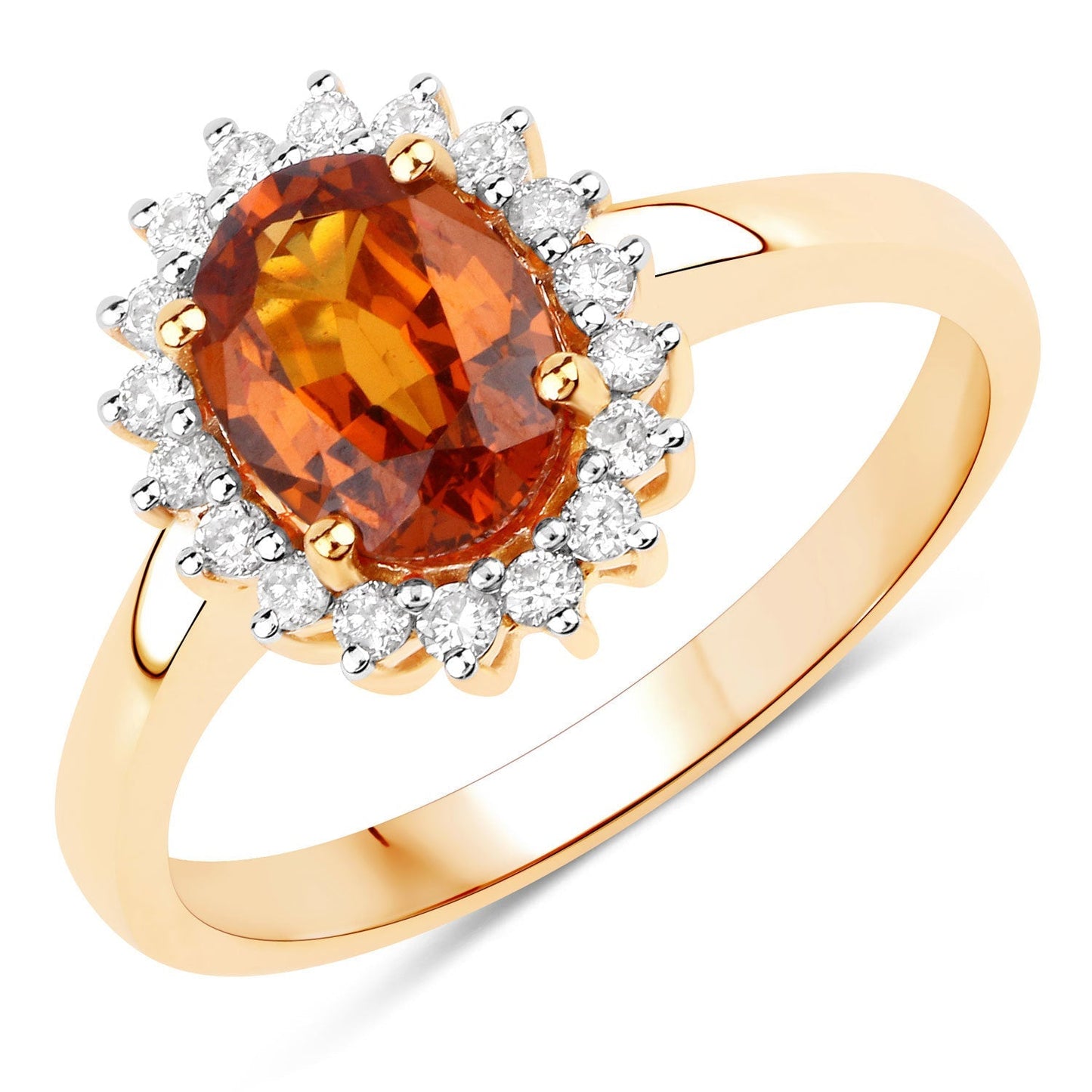 1.87 Carat Genuine Spessartite Garnet and White Diamond 14K Yellow Gold Ring Bids.com