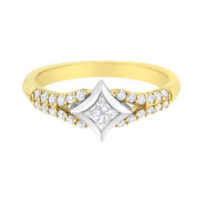 10K Two Tone Color 1/2 Cttw Diamond Kite and Split Shank Ring (H-I Color,SI2-I1 Clarity) Bids.com