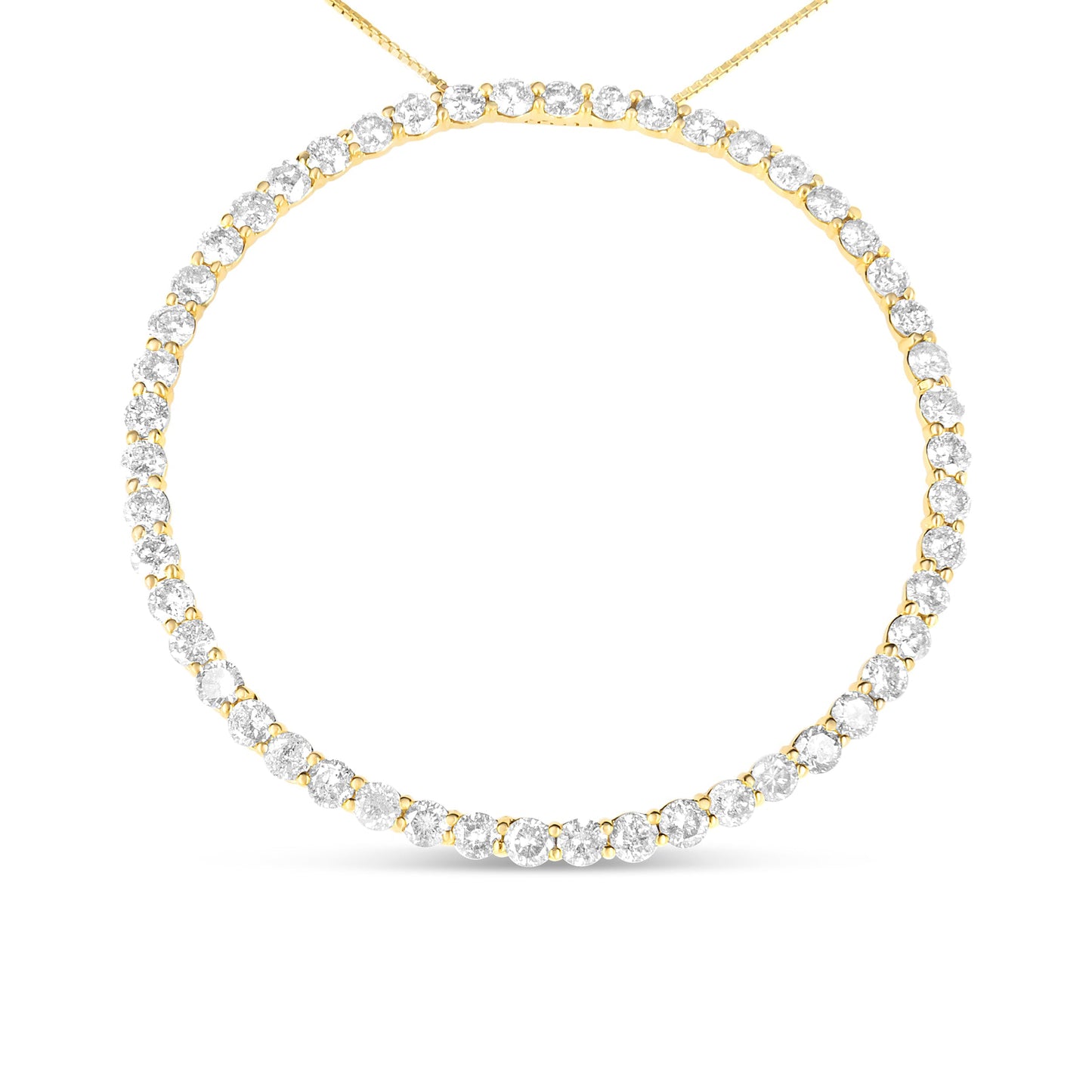 10K Yellow Gold Plated .925 Sterling Silver 4 Cttw Diamond Circle Hoop 18" Pendant Necklace (J-K Color, I1-I2 Clarity) Bids.com
