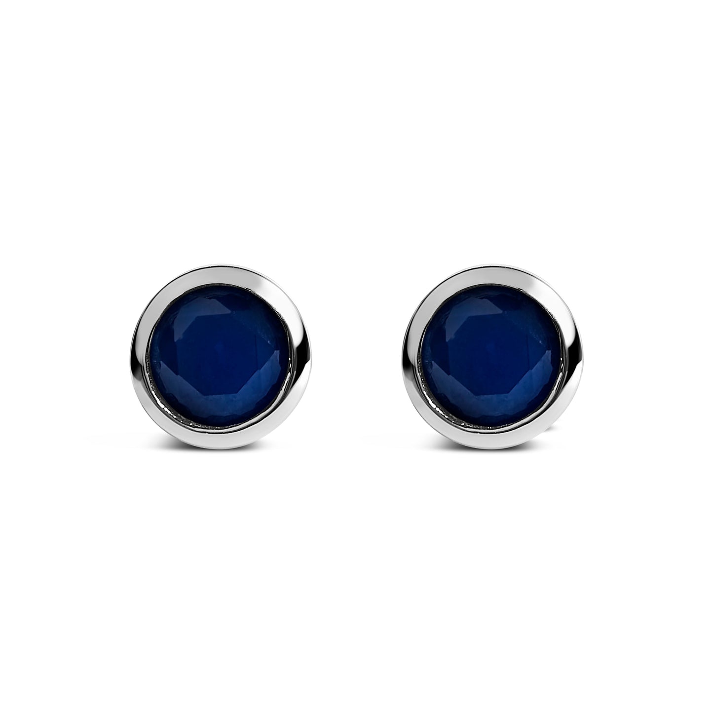 .925 Sterling Silver 6MM Bezel Set Created Purple Amethyst Solitaire Stud Earrings Bids.com