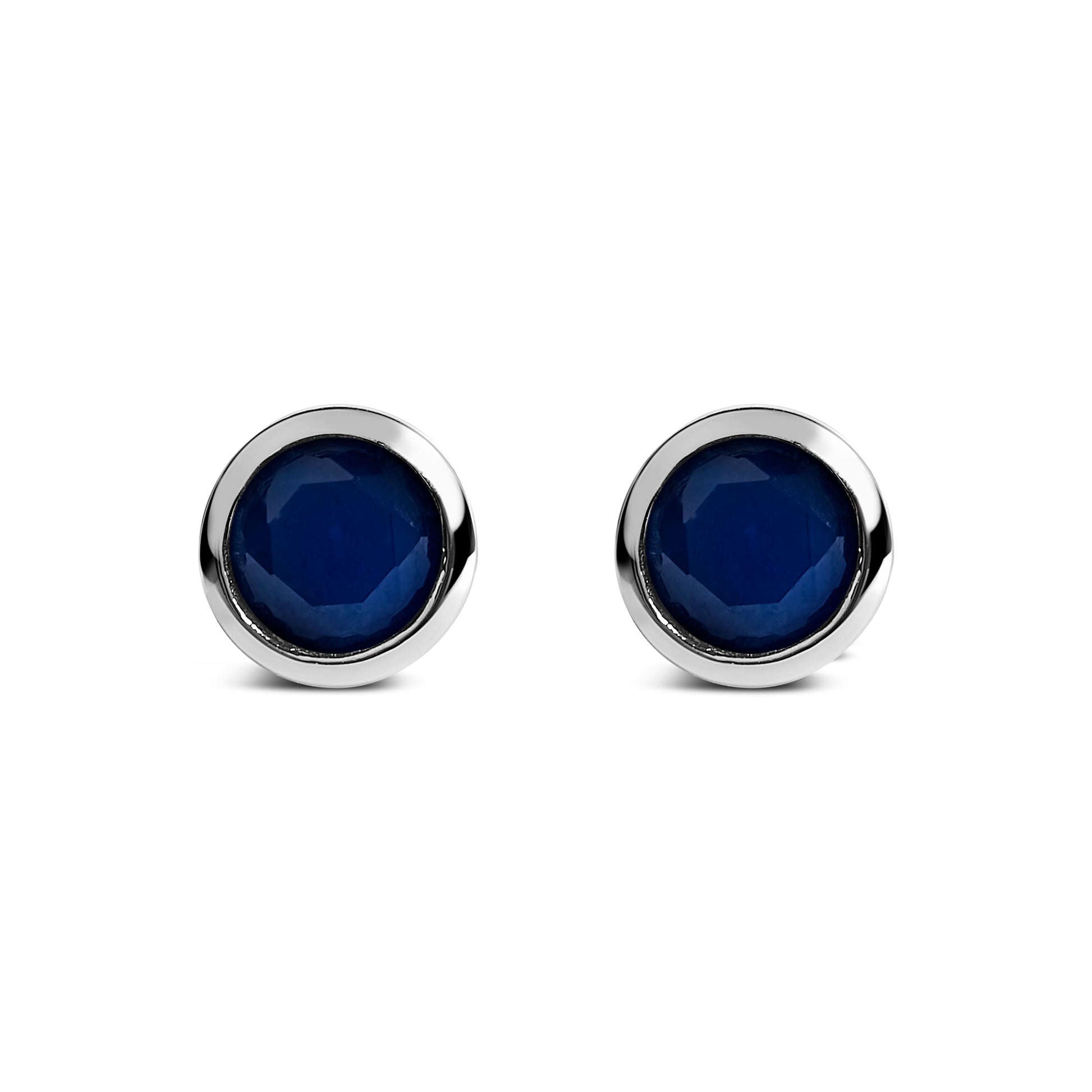 .925 Sterling Silver 6MM Bezel Set Created Purple Amethyst Solitaire Stud Earrings Bids.com