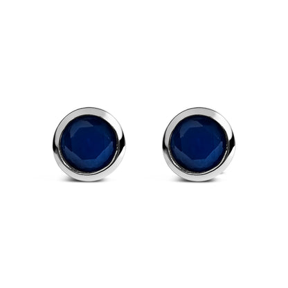.925 Sterling Silver 6MM Bezel Set Created Purple Amethyst Solitaire Stud Earrings Bids.com