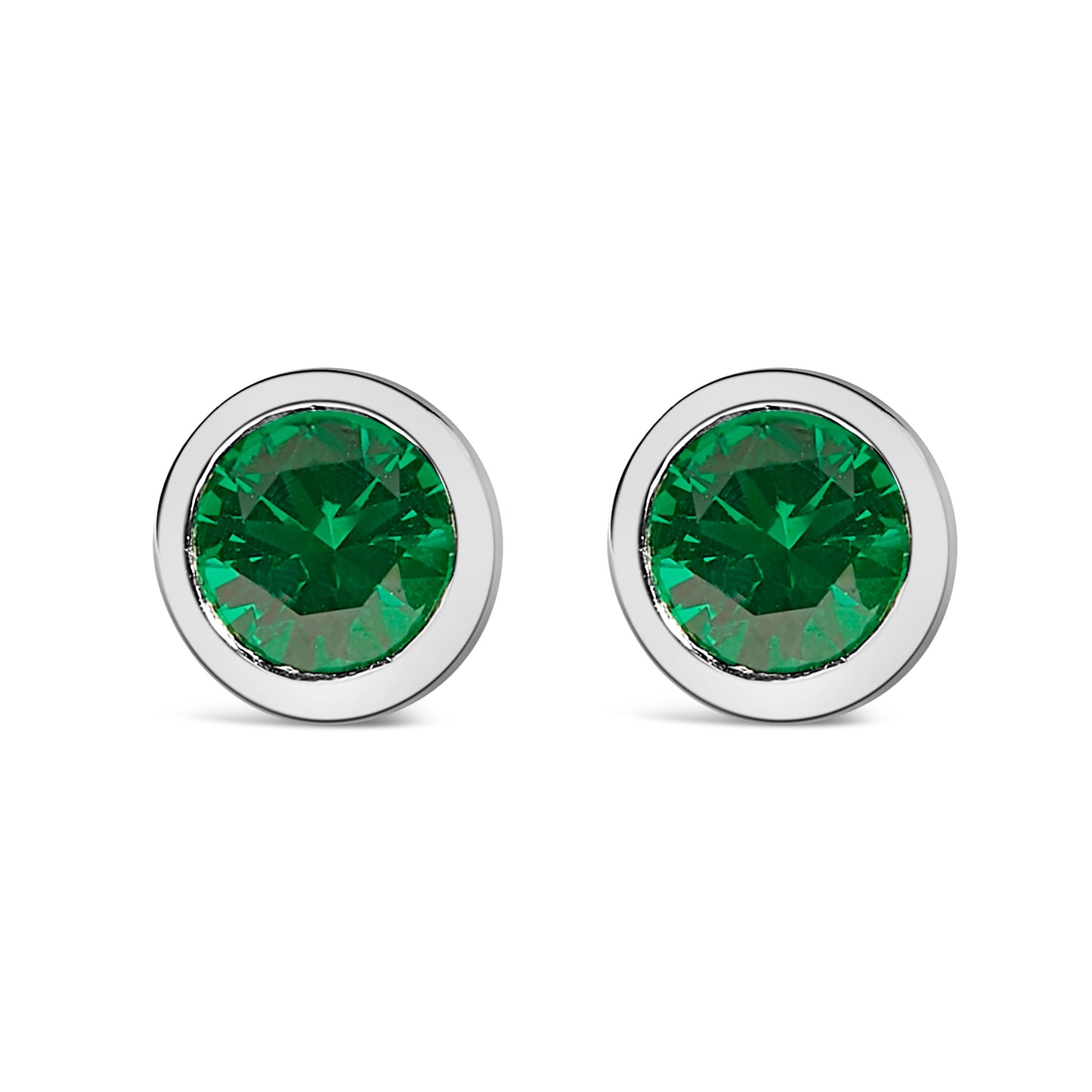 .925 Sterling Silver 6MM Bezel Set Created Purple Amethyst Solitaire Stud Earrings Bids.com