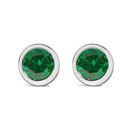 .925 Sterling Silver 6MM Bezel Set Created Purple Amethyst Solitaire Stud Earrings Bids.com