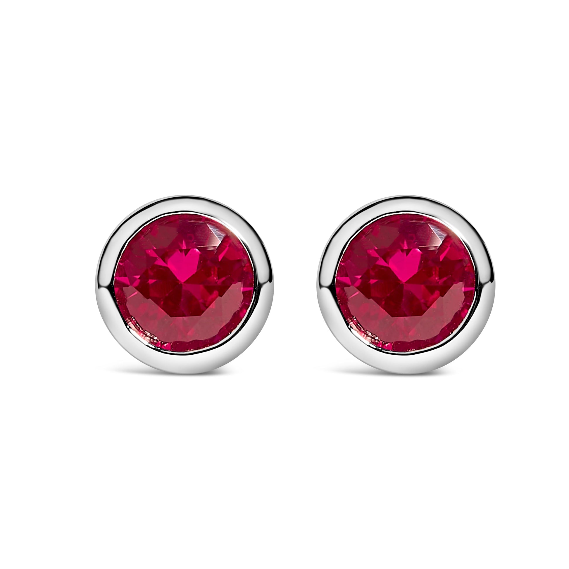 .925 Sterling Silver 6MM Bezel Set Created Purple Amethyst Solitaire Stud Earrings Bids.com