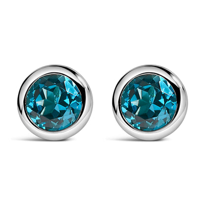 .925 Sterling Silver 6MM Bezel Set Created Purple Amethyst Solitaire Stud Earrings Bids.com