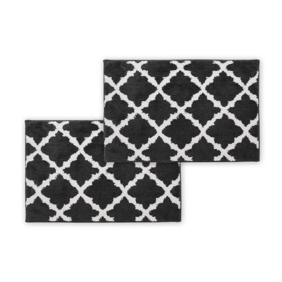 Bibb Home 1-2 Pack Trellis Micro Shag Bath Rugs 17" X 24" DailySale