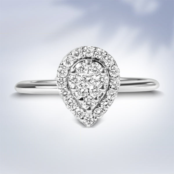 10K White Gold 3/8 Cttw Round-Cut Lab Grown Diamond Cluster Pear Promise Ring (G-H Color, VS2-SI1 Clarity) - Size 7 Bids.com