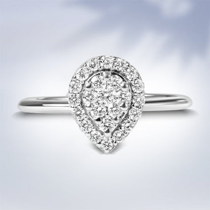 10K White Gold 3/8 Cttw Round-Cut Lab Grown Diamond Cluster Pear Promise Ring (G-H Color, VS2-SI1 Clarity) - Size 7 Bids.com
