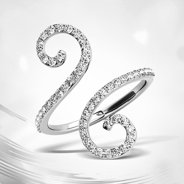 14k White Gold Diamond Open Flourish Style Ring (1/2 cttw) Bids.com