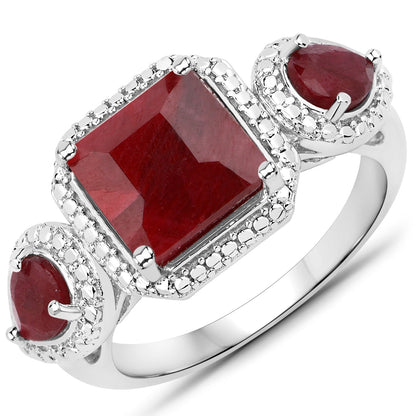 3.65 Carat Dyed Ruby .925 Sterling Silver Ring Bids.com