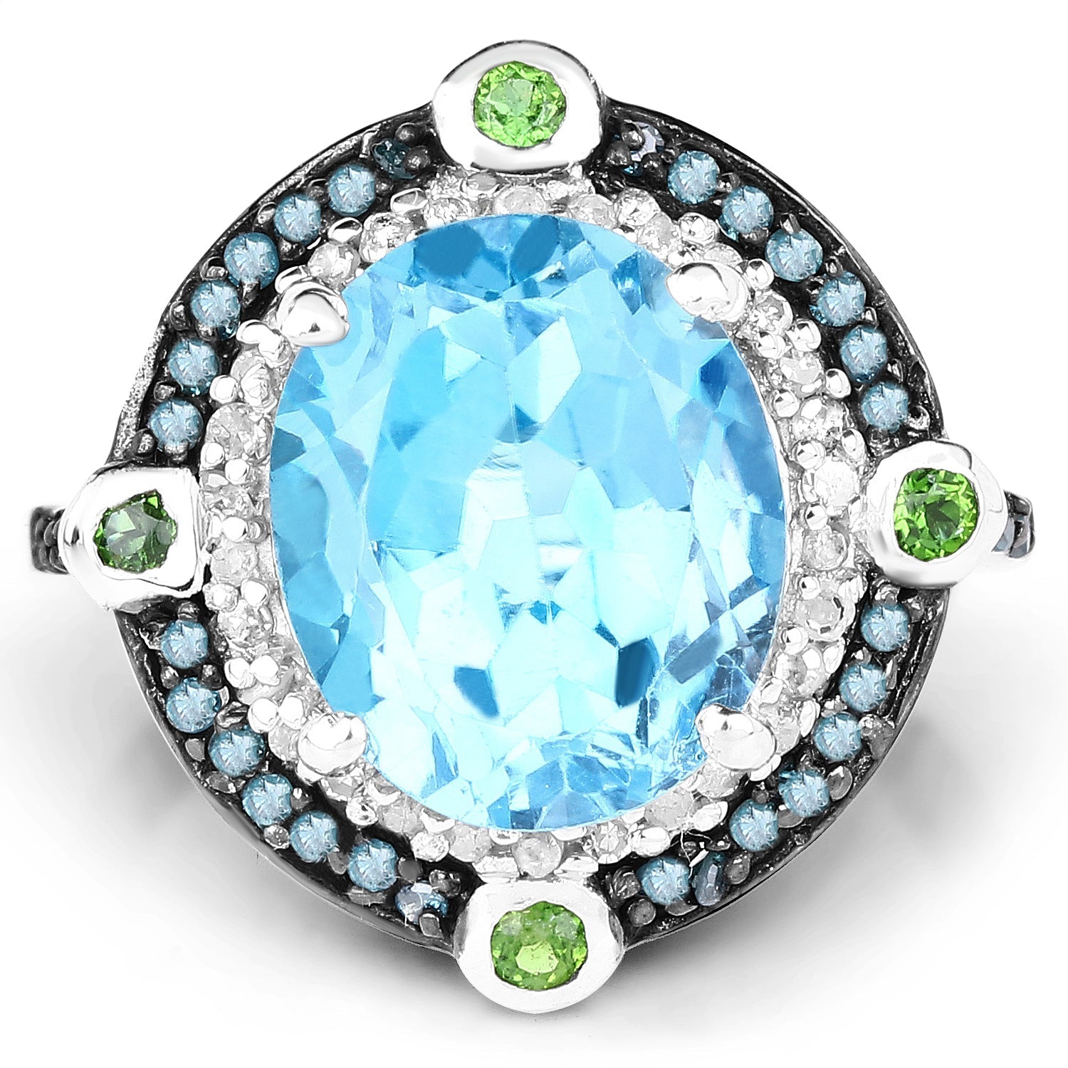 5.84 Carat Genuine Multi Stones .925 Sterling Silver Ring Bids.com