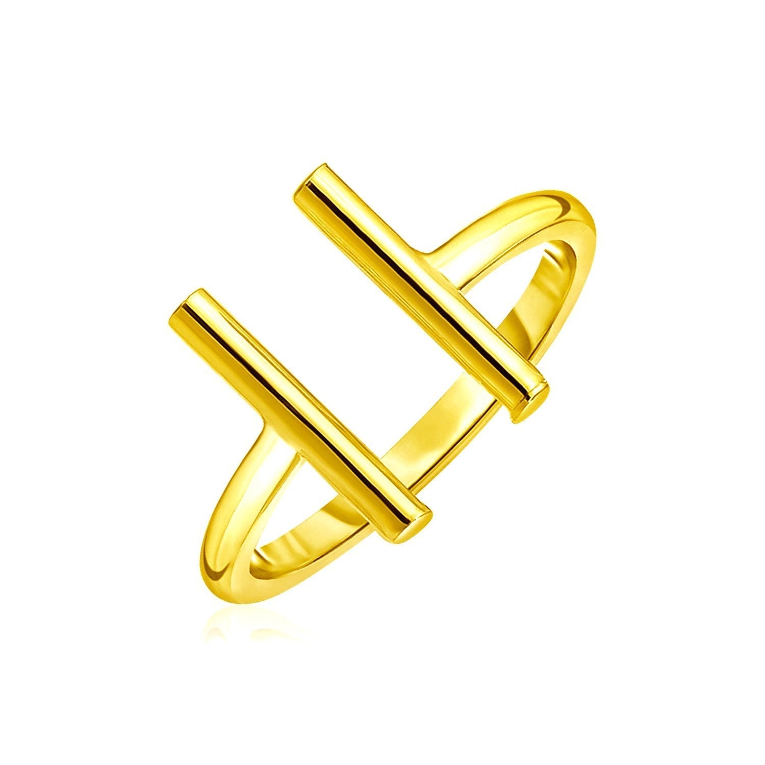 14k Yellow Gold Open Ring with Bars Bids.com