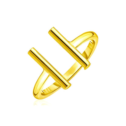 14k Yellow Gold Open Ring with Bars Bids.com