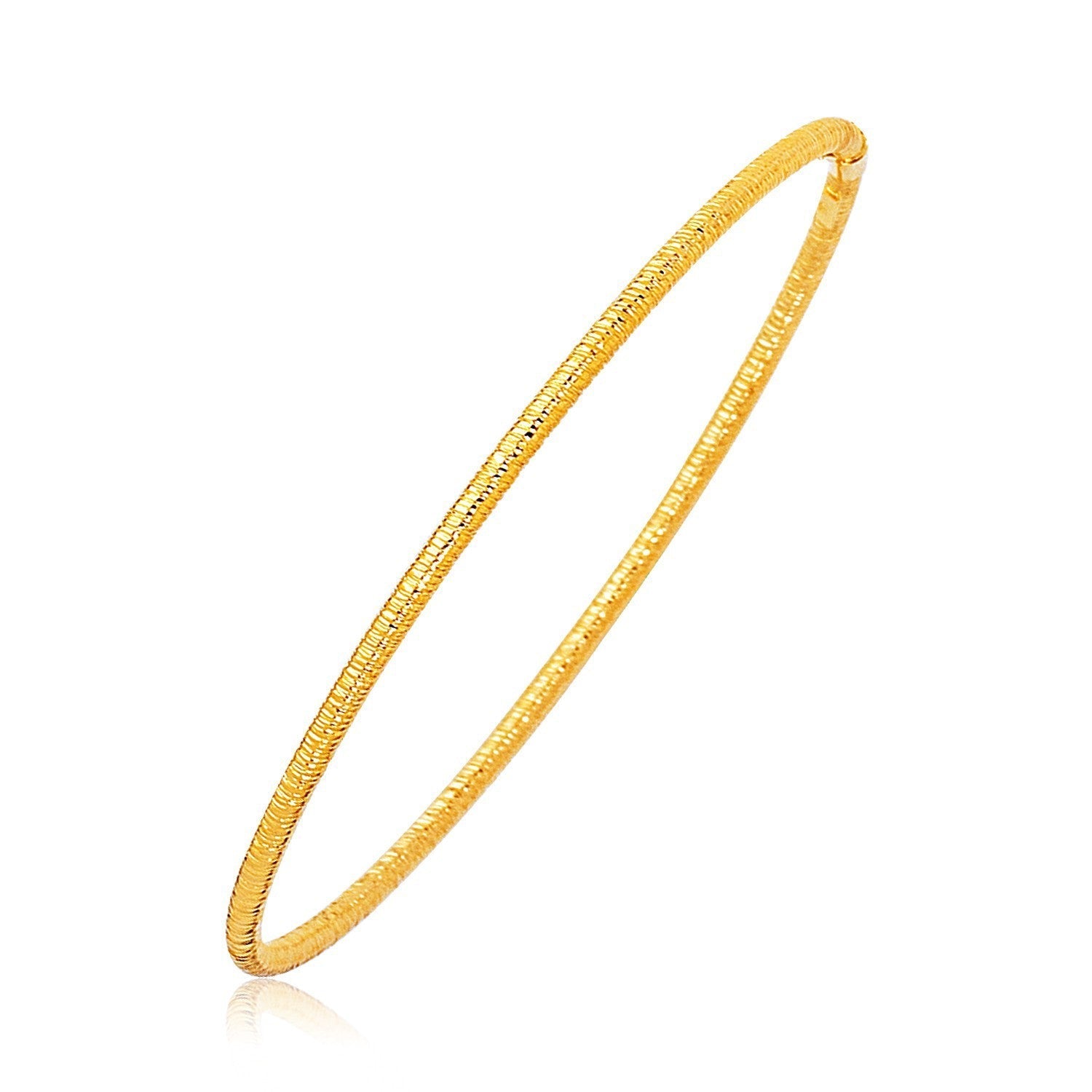 14k Yellow Gold Thin Textured Stackable Bangle Bids.com
