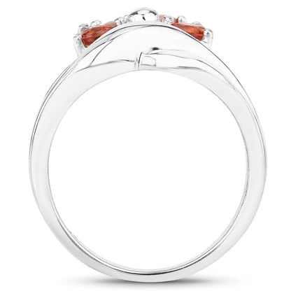 1.68 Carat Genuine Orange Sapphire .925 Sterling Silver Ring Bids.com