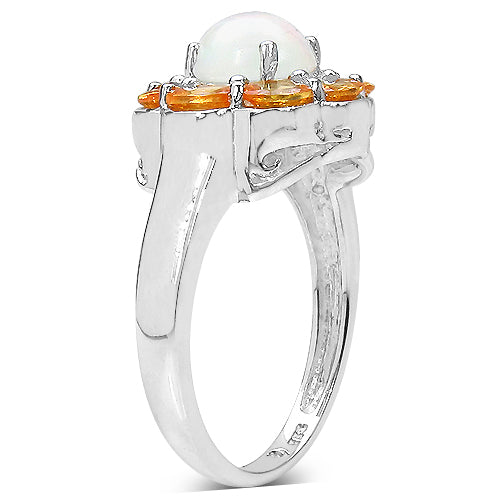 2.65 Carat Genuine Ethiopian Opal & Spessartite .925 Sterling Silver Ring Bids.com