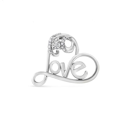 .925 Sterling Silver 1/10 Cttw Round Brilliant-Cut Diamond Accented Open Heart with Love 18" Pendant Necklace (H-I Color, I1-I2 Clarity) Bids.com