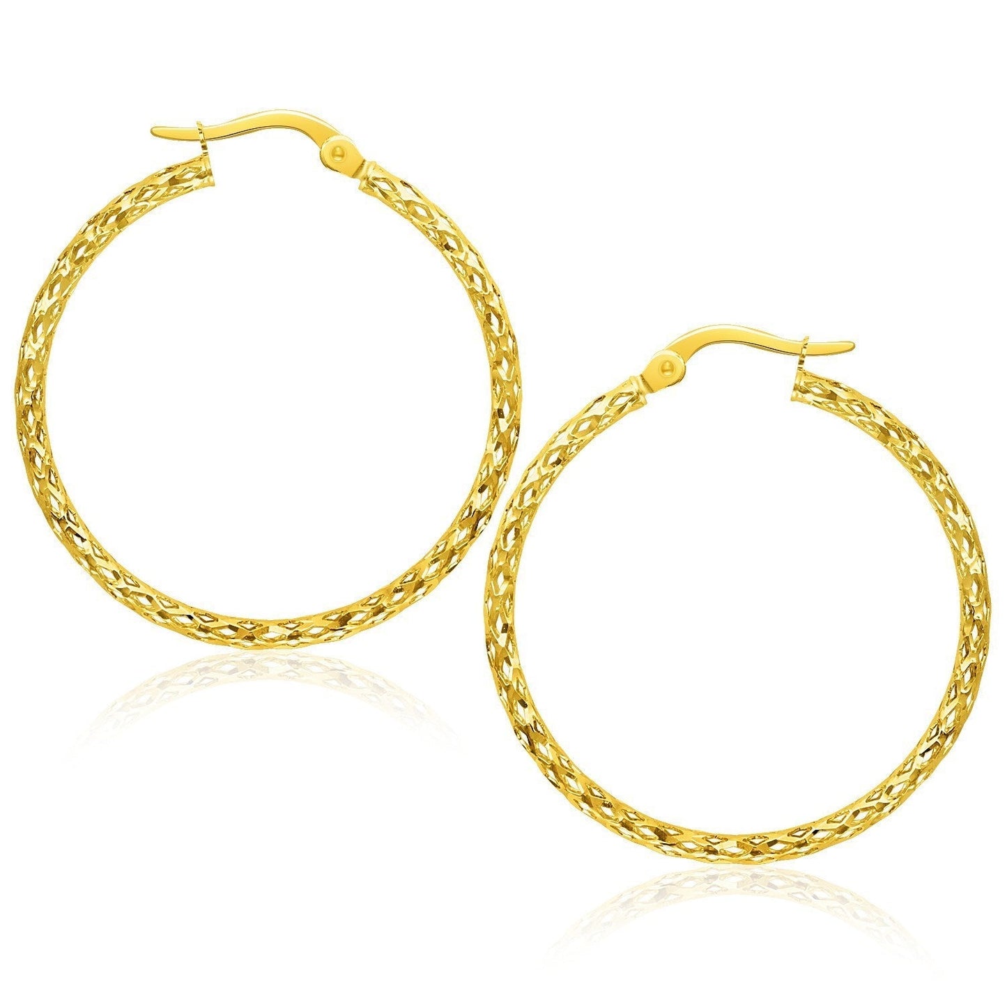 Large Textured Hoop Earrings in 10k Yellow Gold Bids.com