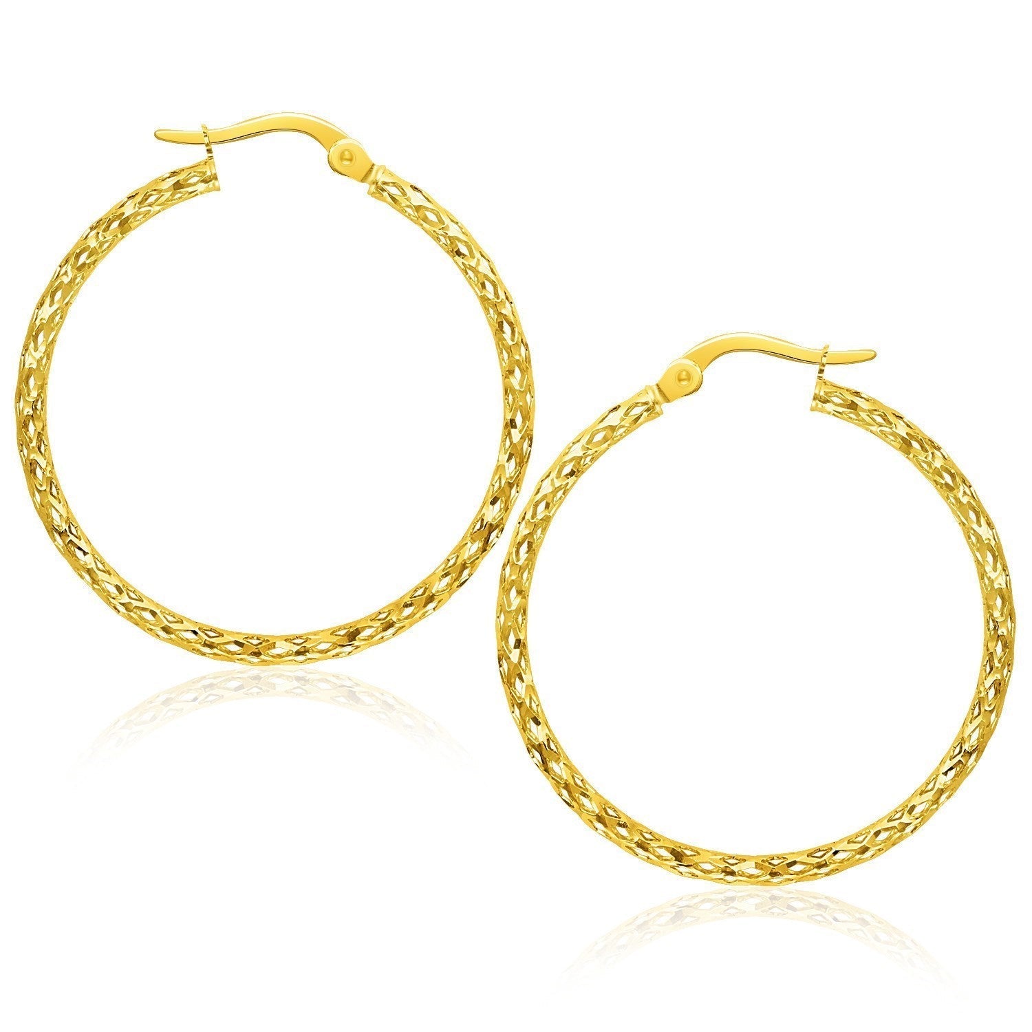 Large Textured Hoop Earrings in 10k Yellow Gold Bids.com