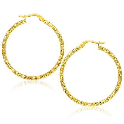 Large Textured Hoop Earrings in 10k Yellow Gold Bids.com