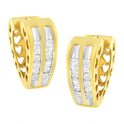 10K Yellow Gold 1/2 cttw Diamond Huggy Heart Hoop Earrings (I-J Clarity, I2-I3 Color) Bids.com