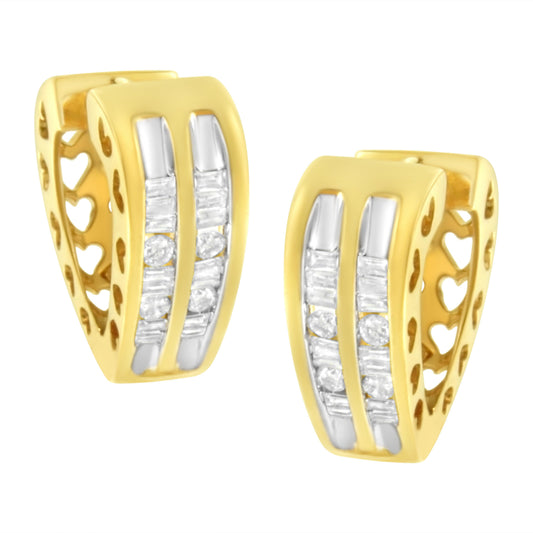 10K Yellow Gold 1/2 cttw Diamond Huggy Heart Hoop Earrings (I-J Clarity, I2-I3 Color) Bids.com