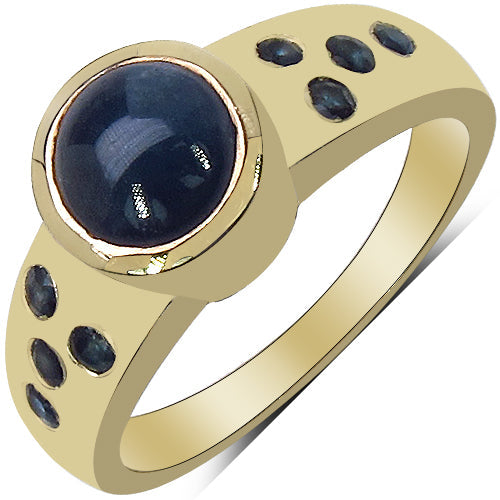 14K Yellow Gold Plated 1.87 Carat Genuine Blue Sapphire & White Diamond .925 Sterling Silver Ring Bids.com