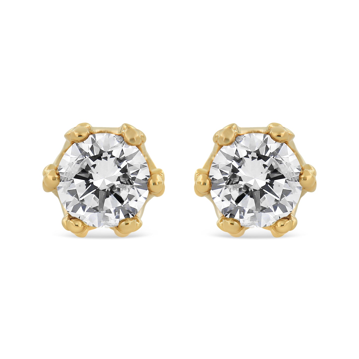 14K White Gold 1/2 Cttw Round Diamond Crown Stud Earring (I-J Color, I1-I2 Clarity) Bids.com