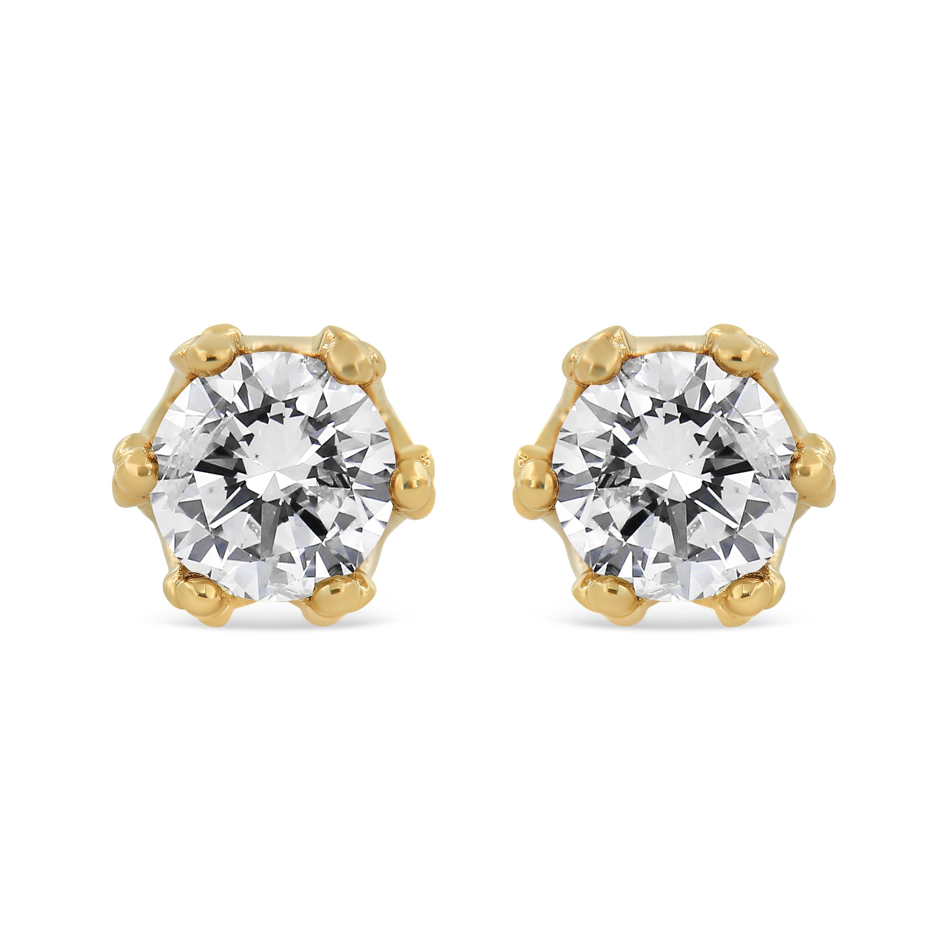 14K White Gold 1/2 Cttw Round Diamond Crown Stud Earring (I-J Color, I1-I2 Clarity) Bids.com