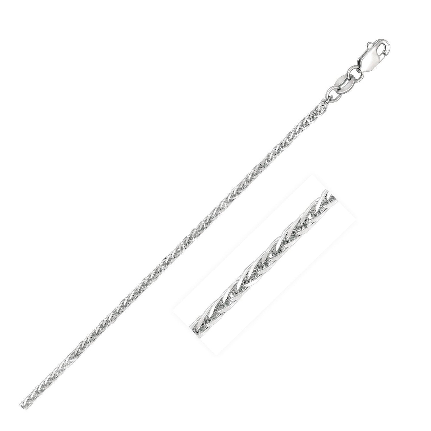 14k White Gold 1.8mm Square Wheat Chain Bids.com