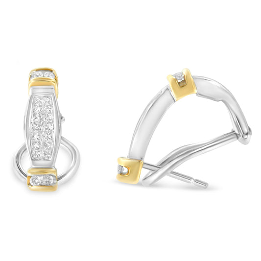 14K Two-Toned Gold Round and Princess Cut Diamond Earrings (0.5 cttw, H-I Color, SI2-I1 Clarity) Bids.com