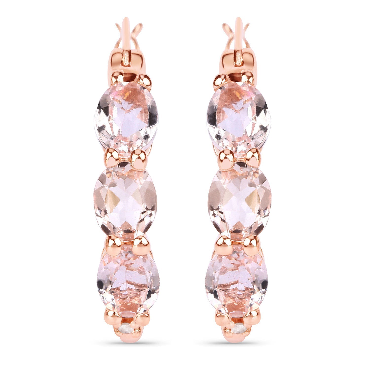 1.63 Carat Genuine Morganite and White Diamond .925 Sterling Silver Earrings Bids.com