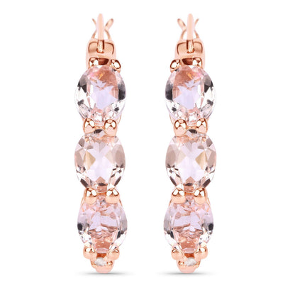 1.63 Carat Genuine Morganite and White Diamond .925 Sterling Silver Earrings Bids.com