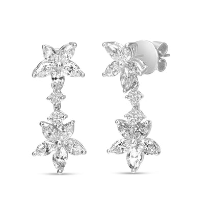 18k White Gold 6.0 Cttw Marquise Diamond Floral Dangle Drop Earrings (E-F Color, VS1-VS2 Clarity) Bids.com