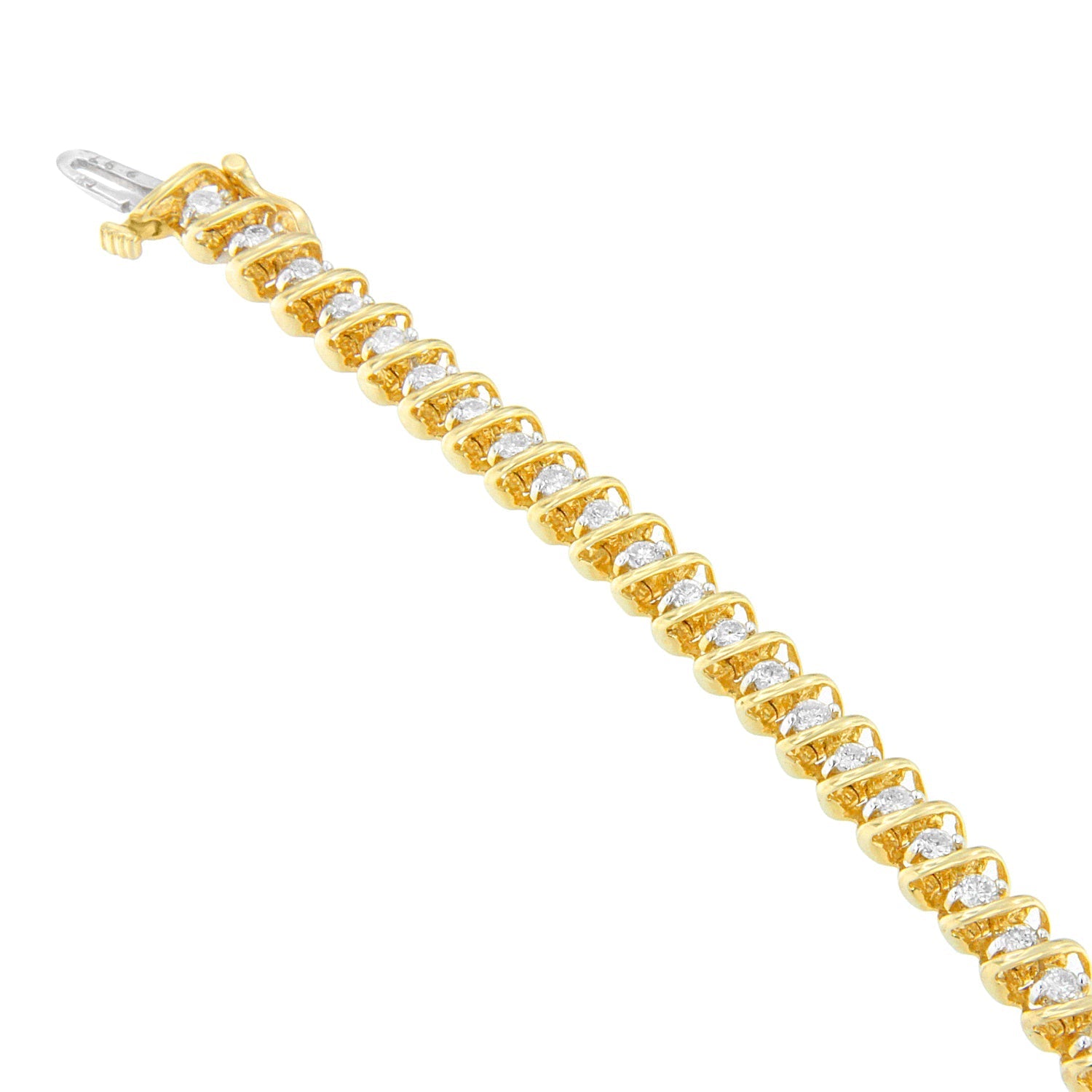 14K Yellow Gold Round Cut Diamond Spiral Link Bracelet (3.00 cttw, H-I Color, SI2-I1 Clarity) Bids.com