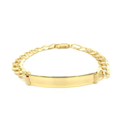 14k Yellow Gold 8 1/2 inch Mens Curb Chain ID Bracelet Bids.com