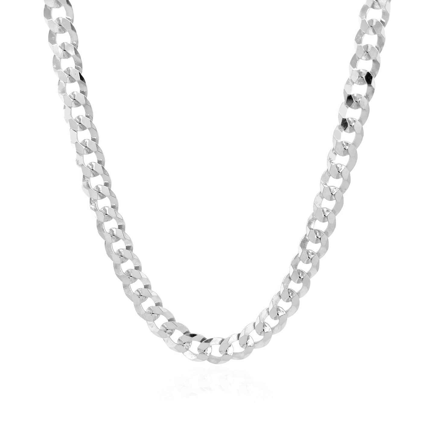 Rhodium Plated 5.6mm Sterling Silver Curb Style Chain Bids.com