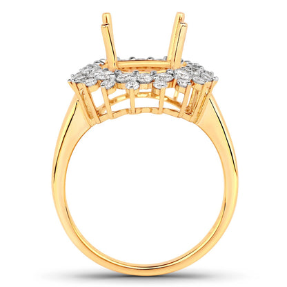 0.79 Carat Genuine White Diamond 14K Yellow Gold Semi Mount Ring - holds 11x9mm Oval Gemstone Bids.com
