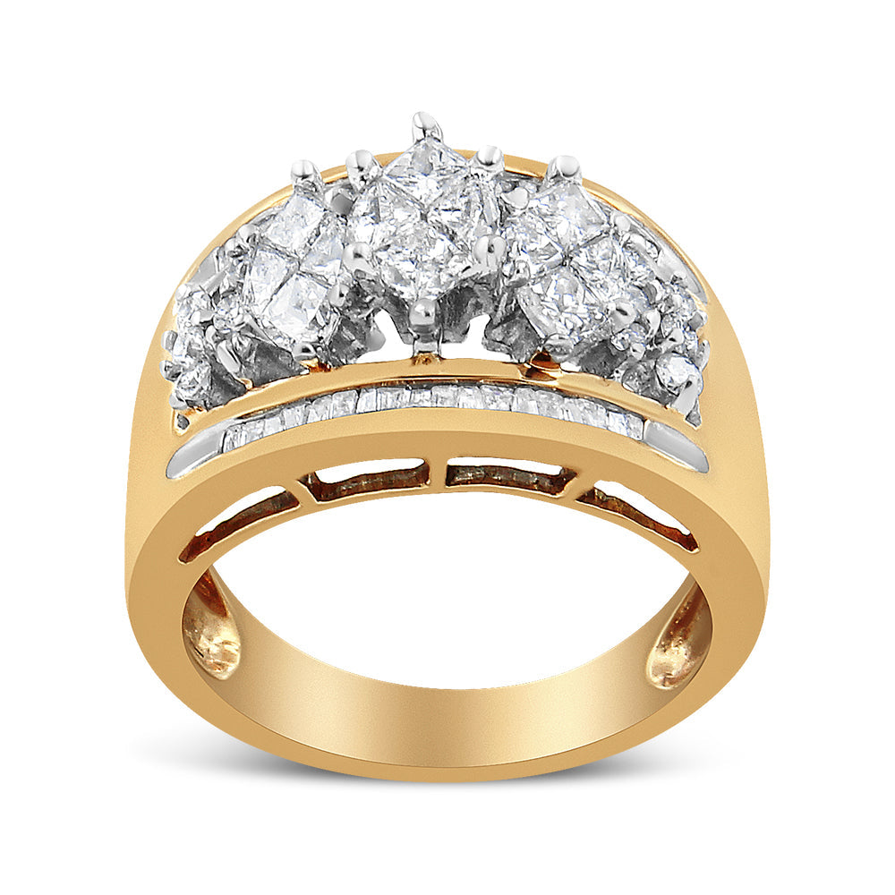 10K Yellow and White Gold 1 1/2 Cttw Pear Shaped 3 Stone Style Diamond Ring Band (H-I Color, SI1-SI2 Clarity) - Ring Size 7 Bids.com