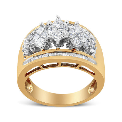 10K Yellow and White Gold 1 1/2 Cttw Pear Shaped 3 Stone Style Diamond Ring Band (H-I Color, SI1-SI2 Clarity) - Ring Size 7 Bids.com