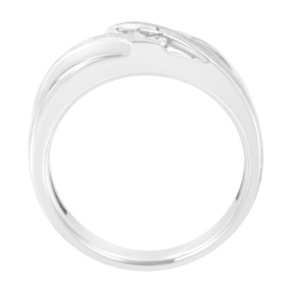 10K White Gold 1/10 Cttw Diamond Men's Three Stone Channel Set Diamond Wedding Ring (I-J Color, I1-I2 Clarity) - Size 10 Bids.com